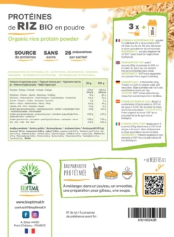 Complément Alimentaire "Protéine De Riz Bio " Sport 1,5kg Ecocert -Boutique Ipheos 9d46135532d003509ddc2e7c92a04284 7 proteine de riz bio bioptimal bcaa poudre de riz whey vegetale 100 pure 80 de proteines 12 de bcaa made in france certifie ecocert 500g