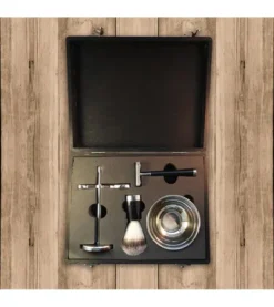 Coffret De Rasage Avec Rasoir Et Blaireau Et Bol De Rasage Et Support