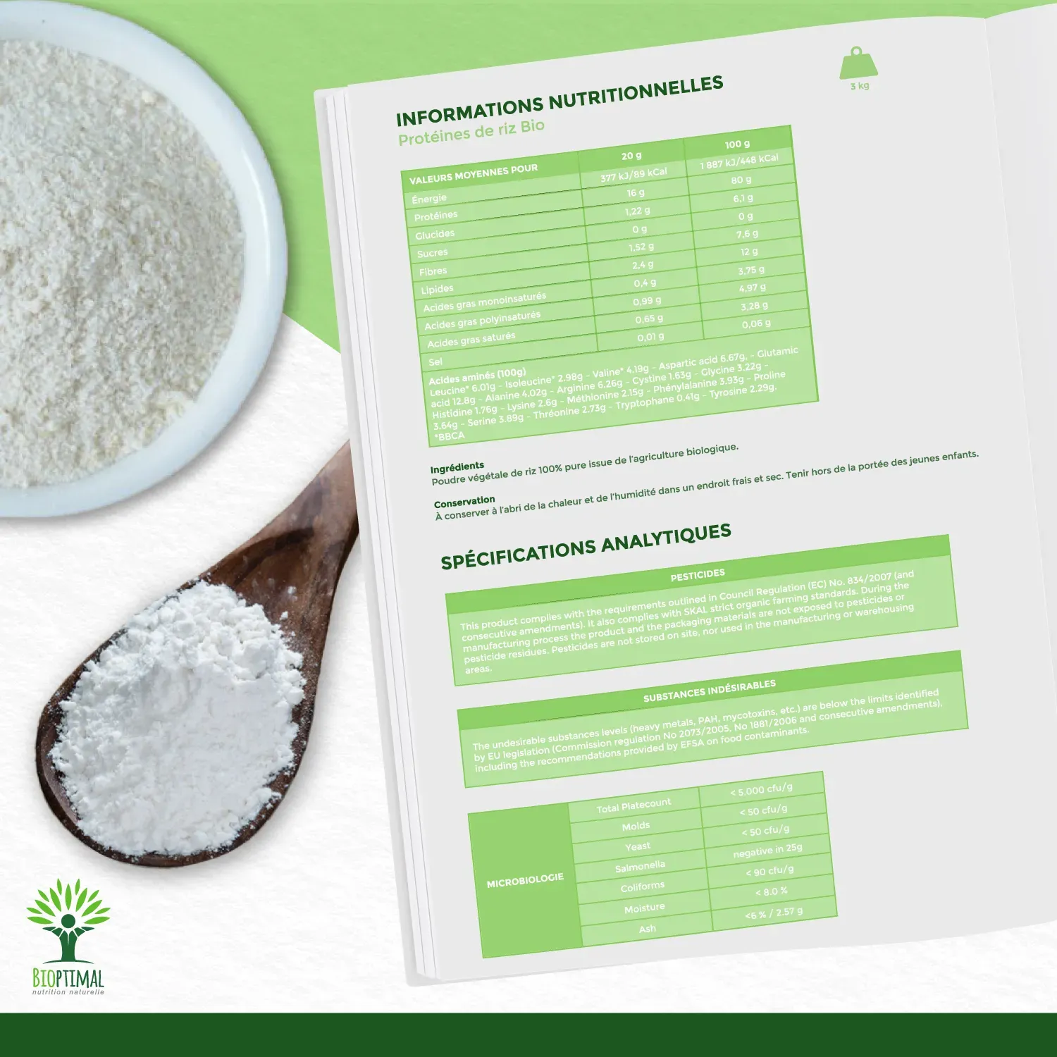 Protéine De Riz Bio En Poudre - Conditionné En France - 3KG 9 Protéine De Riz Bio En Poudre - Conditionné En France - 3KG – Image 9