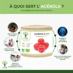 Complément Alimentaire Bio Cerola "anti Fatigue Immunité" 60 Gélules -Boutique Ipheos e7a1825f68017a23c94786b6c148e414 a2 acerola bio 60 gelules complement alimentaire gelule energie vitamine c extrait france