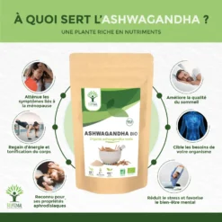 Complément Alimentaire Bio à L'ashwagandha "sommeil" 300g -Boutique Ipheos ead8921da6bf444fab9ec59f84226e5e 2 ashwagandha bio bioptimal complement alimentaire poudre superaliment conditionne en france certifie ecocert 100g bienfaits