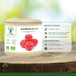 Complément Alimentaire Bio Cerola "anti Fatigue Immunité" 60 Gélules -Boutique Ipheos efa2b962b0061a34974eb8e8f816b7e8 a3 acerola bio 60 gelules complement alimentaire gelule energie vitamine c extrait france 2