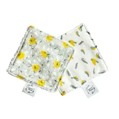 Lingettes Coton BIO Lavables X4 Imprimé "OISEAUX", Naturelles Et Fabriquées En France